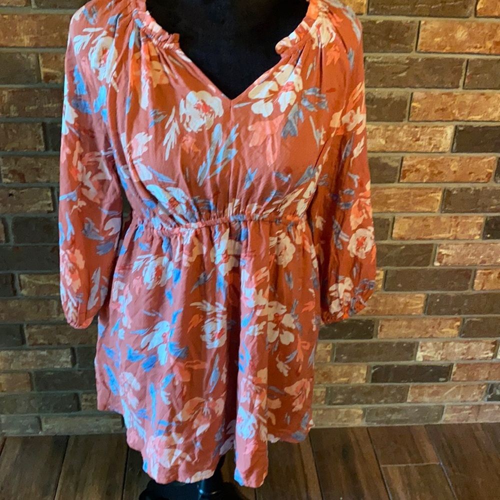 Size medium orange floral maternity top